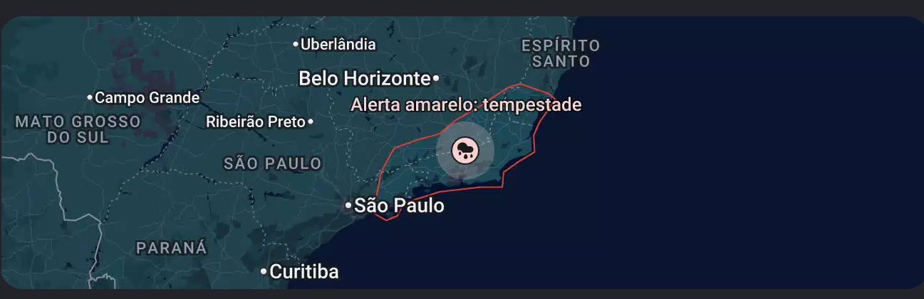 Alerta do Inmet para a região sudeste