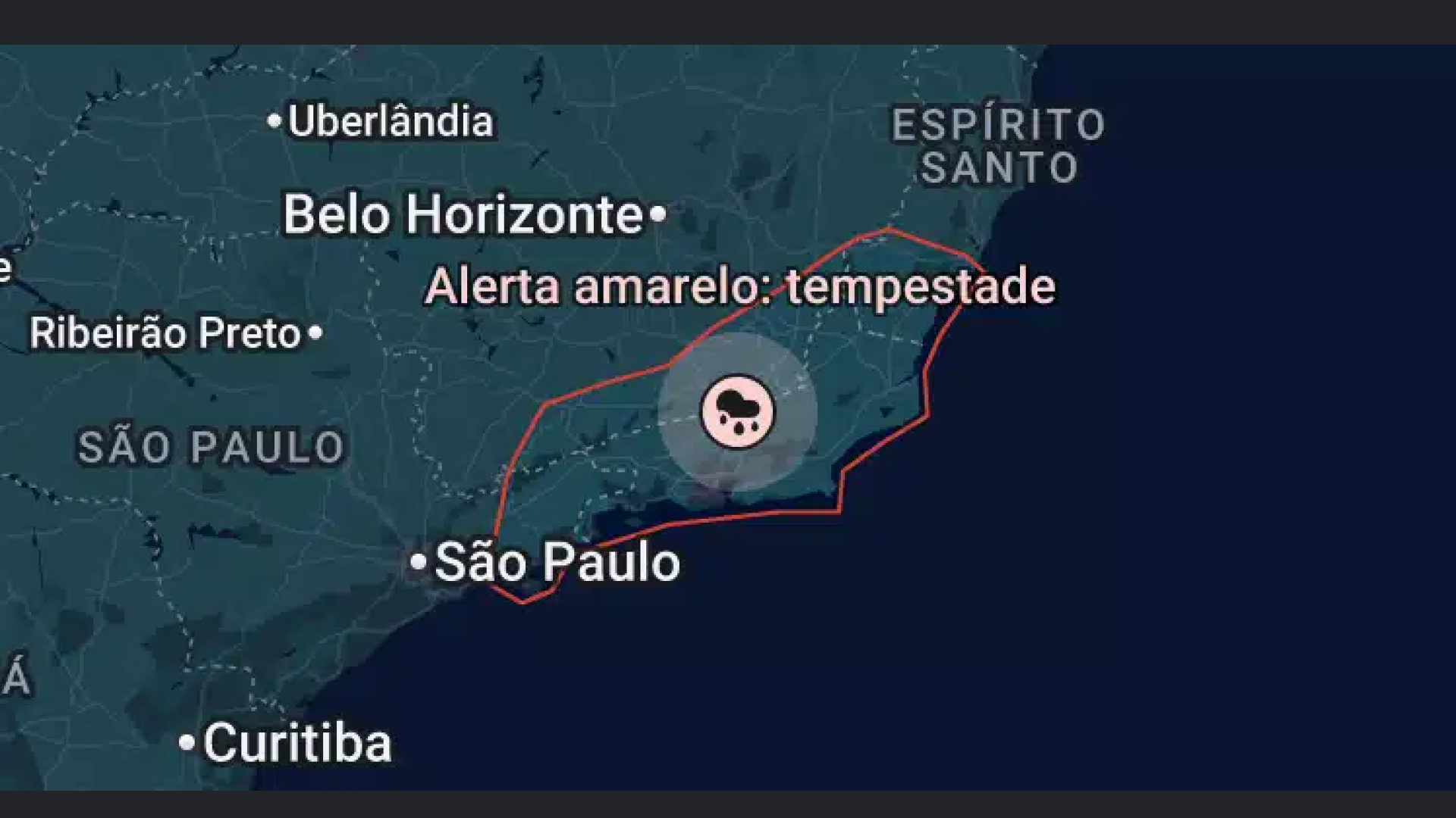 Alerta do Inmet para a região sudeste