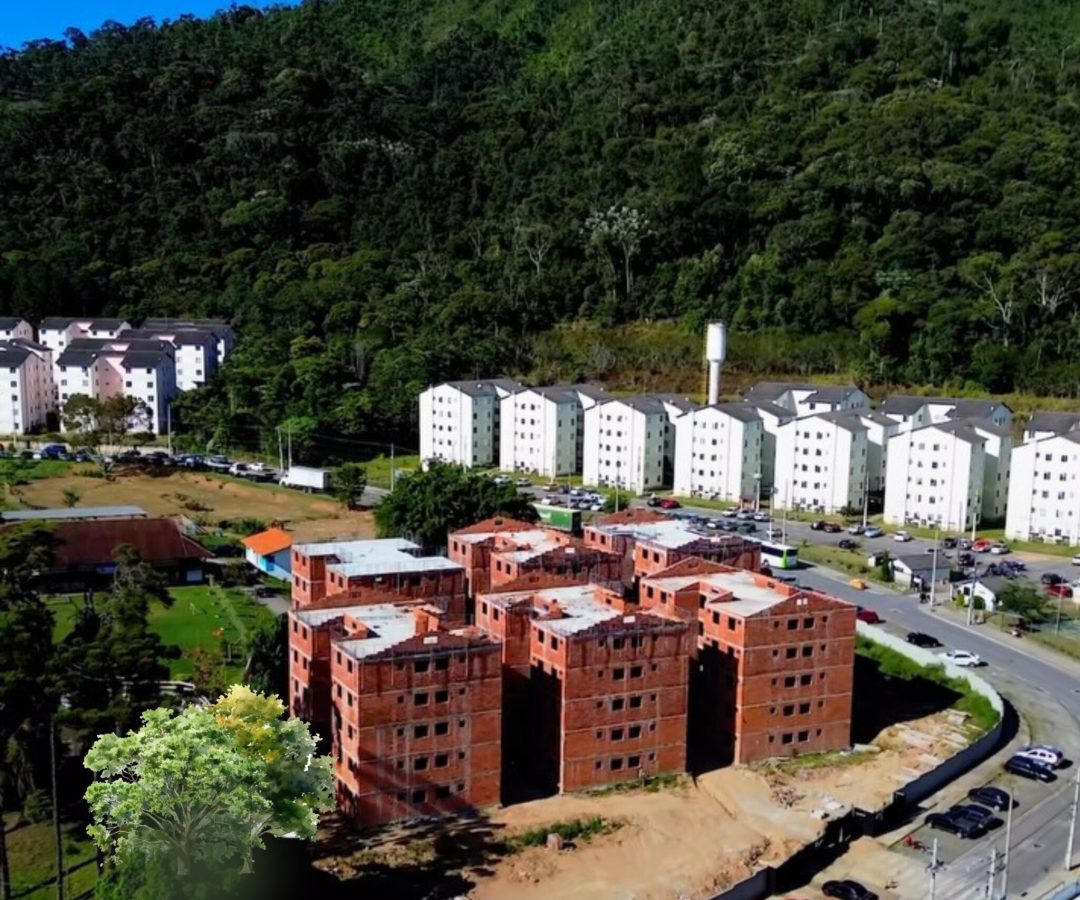 Vista aérea do Parque Ermitage II: moradores cobram entrega de moradias prometidas às vítimas da tragédia de 2011 em Teresópolis
